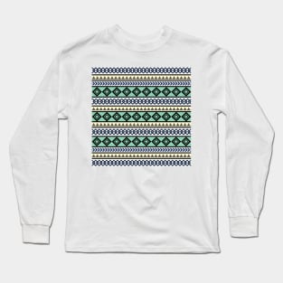 Tribal pattern in nautical colors Long Sleeve T-Shirt